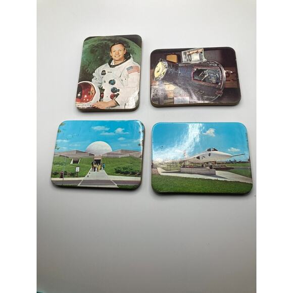 NASA Neil Armstrong Apollo Space Program Coaster Set (4) - Mid-Century Modern - Picture 1 of 8